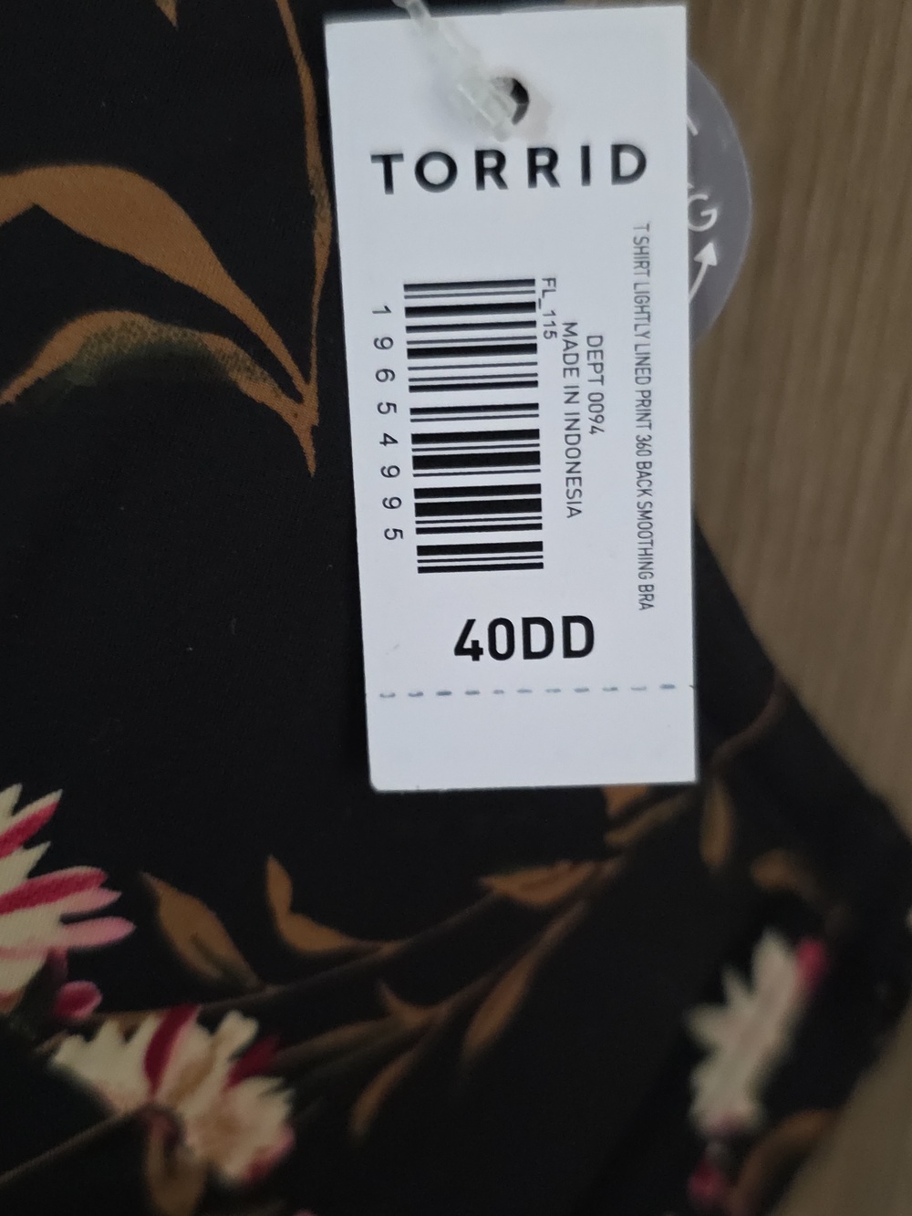 Torrid NWT Floral Full-Coverage Underwire Bra - Black Red/Yellow Flowers 40DD - Picture 2 of 4